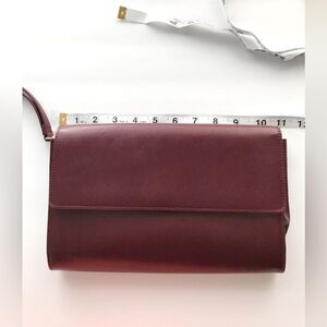 Halogen Burgundy Leather Clutch /Wallet/Wristlet With Travel Organizer Insert